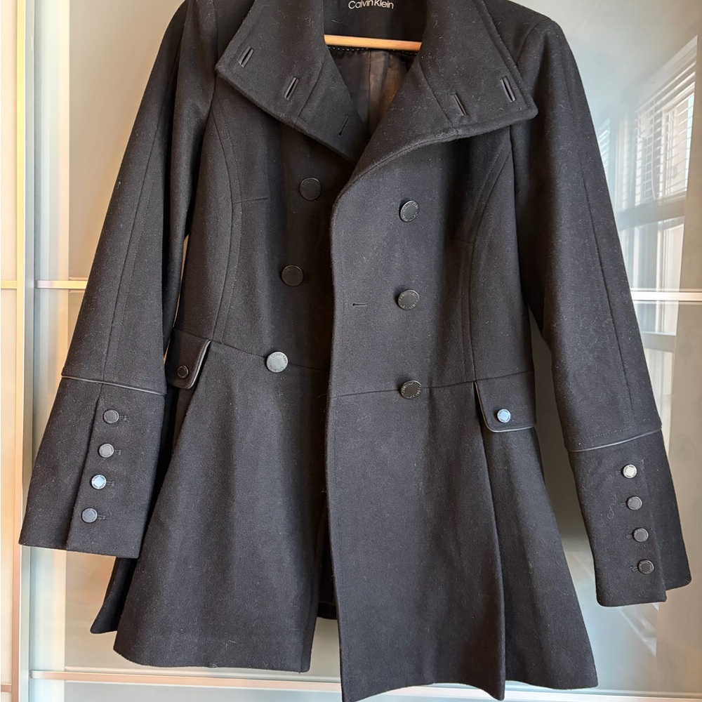 Calvin Klein Women's Elegant Black Pea Coat